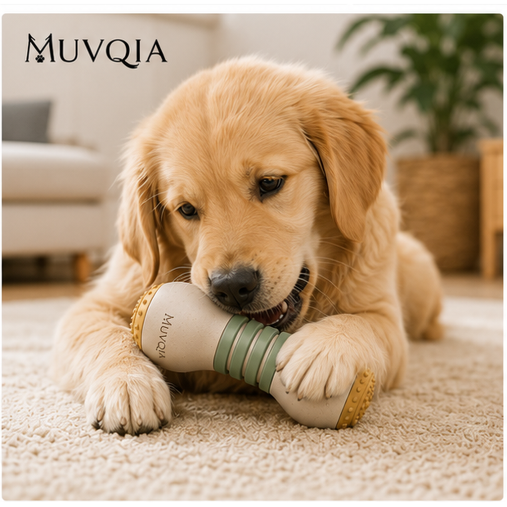 MUVQIA Flex-Grip Dog Chew Toy – Durable BPA-Free Chew & Toss Toy for Dogs, Easy-Hold Dumbbell Dog Toy for Teething, Fetch, Tug, Indoor & Outdoor Play