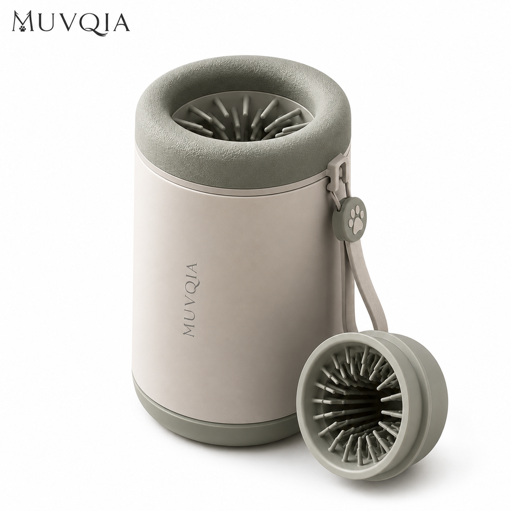 MUVQIA 2-in-1 Portable Dog Paw Cleaner Cup – Silicone Bristle Paw Washer with Removable Cleaning Insert, Wrist Strap and Splash-Resistant Rim for Small, Medium & Large Dogs