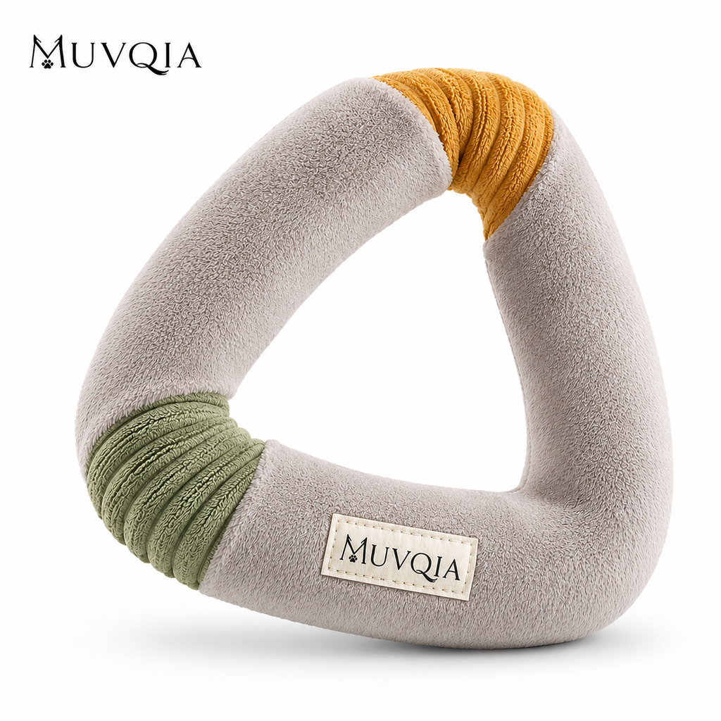 MUVQIA Twist-Loop Plush Dog Toy – Soft Triangle Fetch & Tug Toy, Lightweight Easy-Grip Interactive Chew Toy for Small, Medium & Large Dogs, Indoor & Outdoor Play