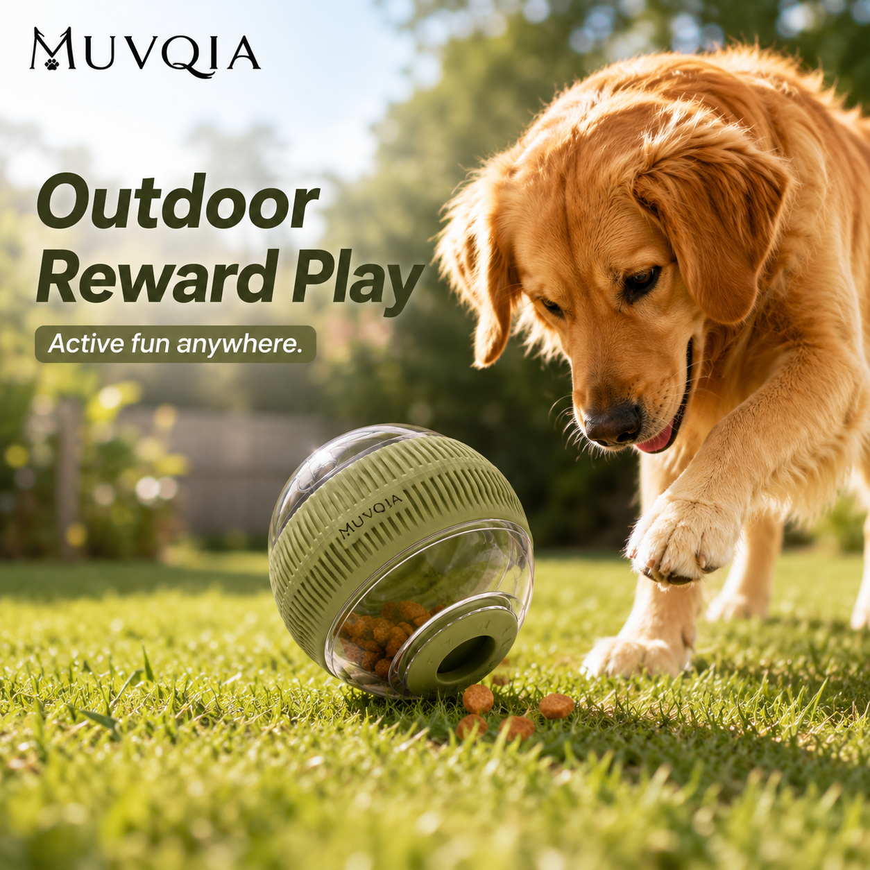 MUVQIA Treat-Release Rolling Dog Toy – Interactive Treat Dispensing Ball, Slow Feeder Puzzle Toy for Dogs, BPA-Free Enrichment Toy for Indoor & Outdoor Play